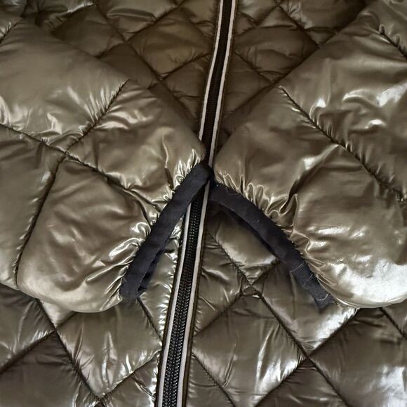 NOIZE Stella Vegan Hooded Quilted Lightweight Puffer‎ Jacket Olive Green Size XL - Picture 7 of 14